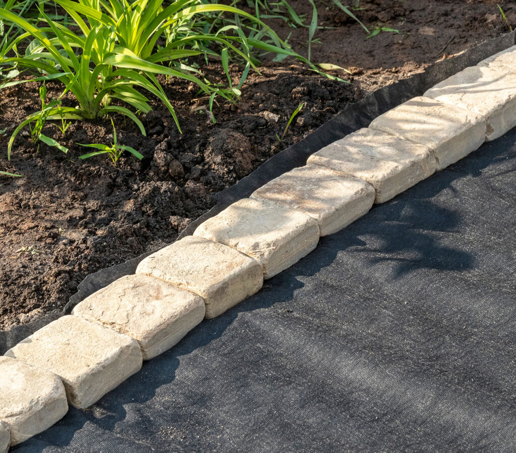 concrete block landscape edging